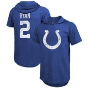 Men's Majestic Threads Matt Ryan Royal Indianapolis Colts Player Name \u0026 Number Short Sleeve Hoodie T-Shirt